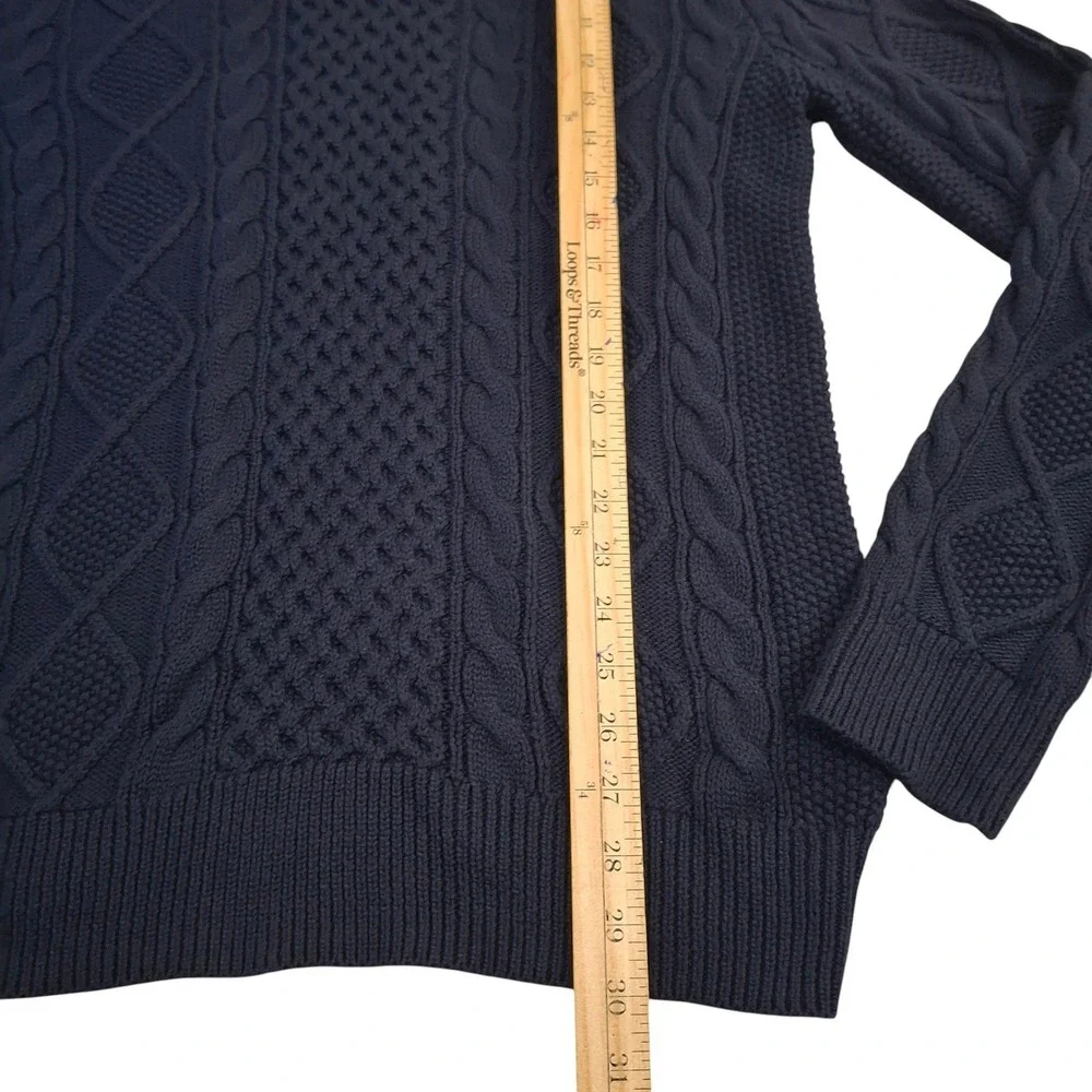 Polo Ralph Lauren Cable Knit Sweater Men's Small Navy Blue Cotton Crewneck S